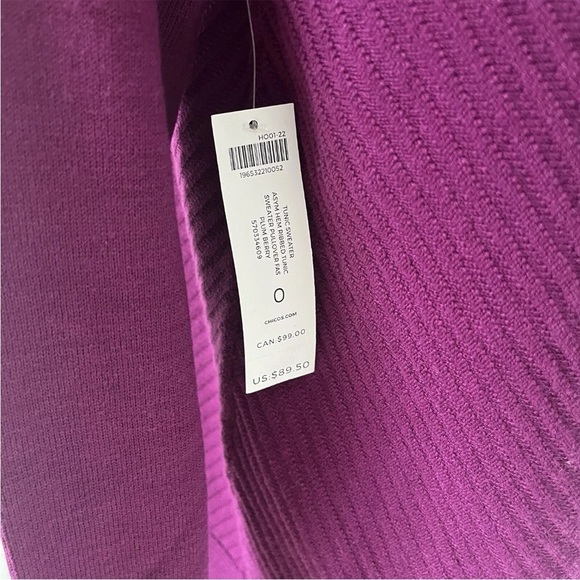 Chico's Sweater Sz 0 Purple Solid Long Sleeve Crew Neck Asymmetrical Casual *L10 - Picture 3 of 3